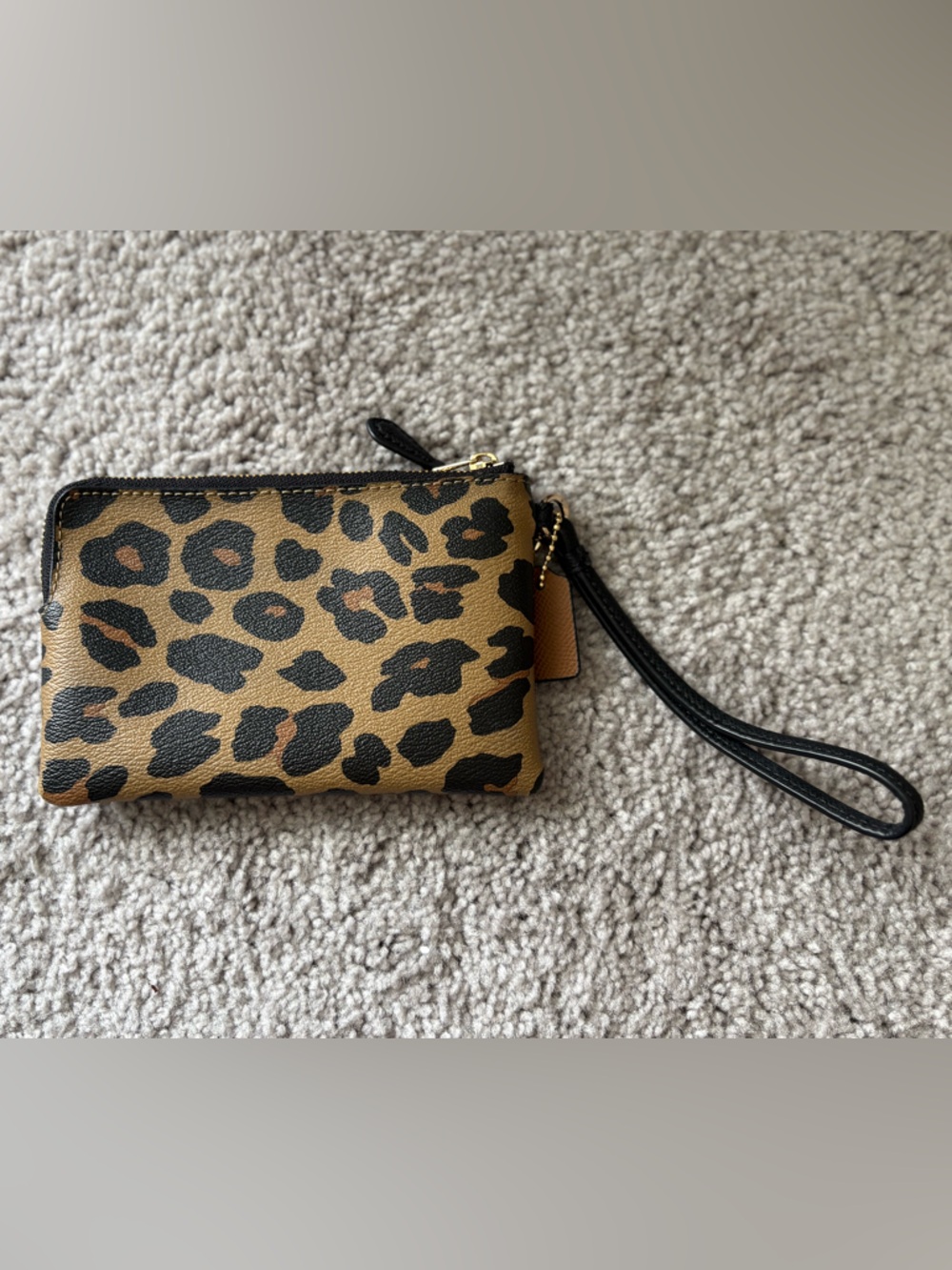 Coach Leopard Print Wristlet in Brown and Black - Picture 2 of 8